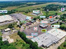 Retail strip center for sale, Guthrie, OK aerial with retailers shown