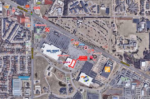 Retail space for Lease adjacent to Kohl's on NW Expressway, Oklahoma City, Ok aerial