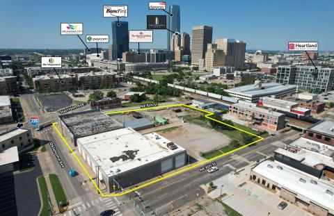 industrial office buildings for lease downtwon Oklahoma City, Ok aerial