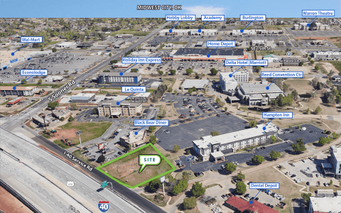 retail ground lease in Midwest City, OK retailer aerial