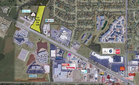 Aerial of raw land for Sale on NW Expressway , Oklahoma City, OK 