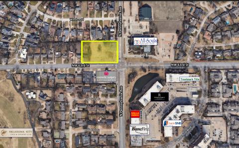 Aerial of land for sale at NW 63rd & N Pennsylvania, Oklahoma City, OK 