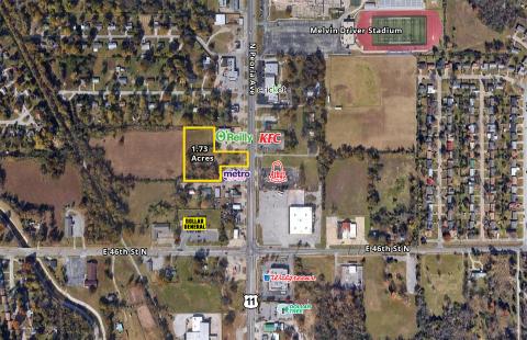 retail land for sale Tulsa, Ok - retailer aerial