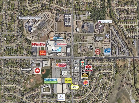 retail pad site for sale Midwest City, Ok retailer aerial