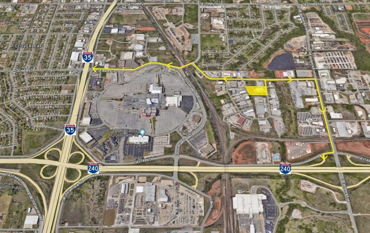 south Oklahoma City, Ok industrial building for lease aerial view