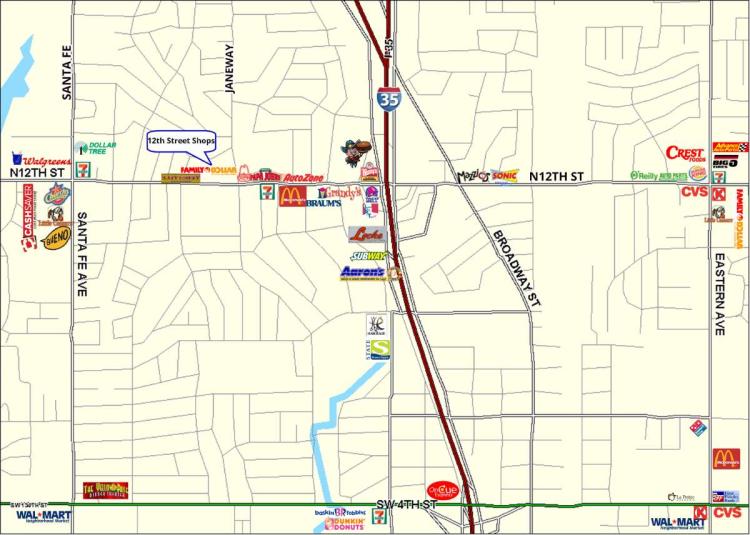 819 NW 12th, Moore, Ok retail space for lease-retailer map