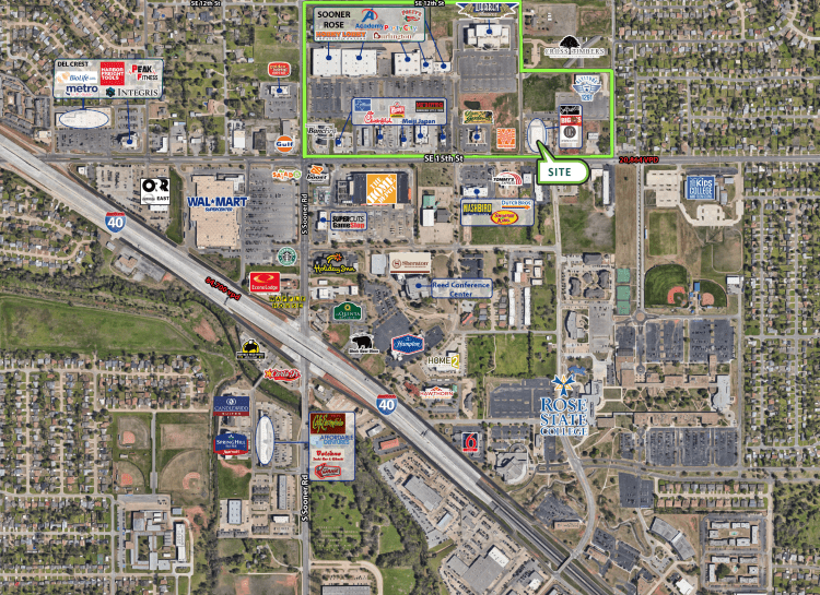 retail space for lease Midwest City, OK retailer aerial