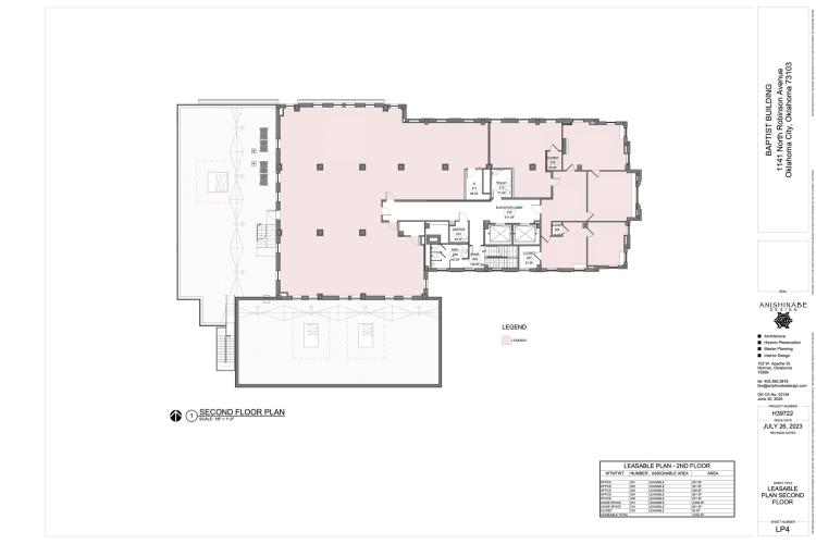 ofc building for lease downtown OKlahoma City, Ok 2nd flr floor plan