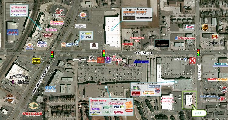 retail space for lease, Edmond, Ok retailer aerial