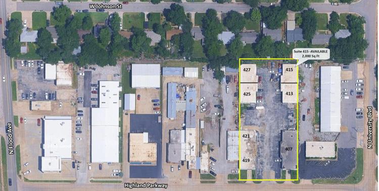 office/shop for lease Norman, OK aerial