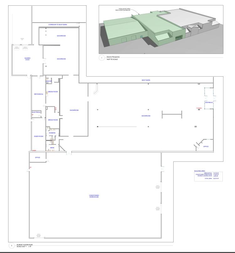 retail & warehouse space for lease in Durant, OK as built