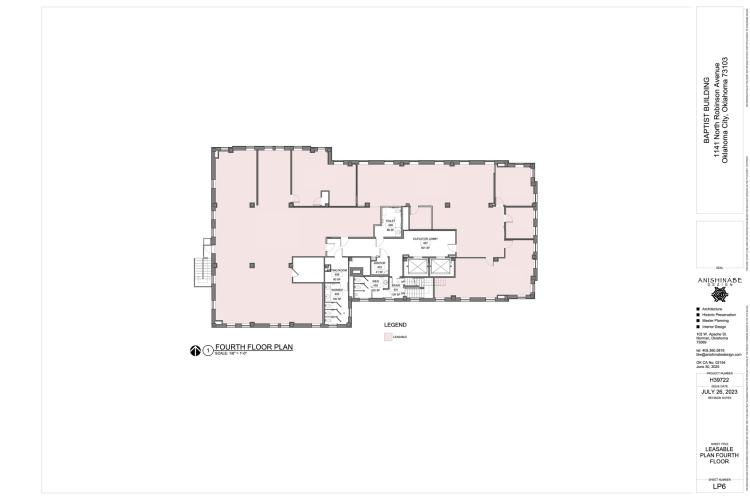 ofc building for lease downtown OKlahoma City, Ok 4th flr floor plan
