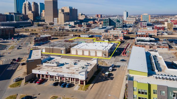 industrial office buildings for lease downtwon Oklahoma City, Ok aerial