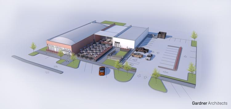 aerial rendering 1 NE 7th Street retail, office, restaurant space for lease in Oklahoma City, OK