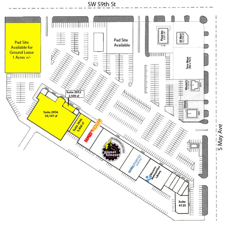 Almonte Shopping Center retail space for lease in Oklahoma City site plan