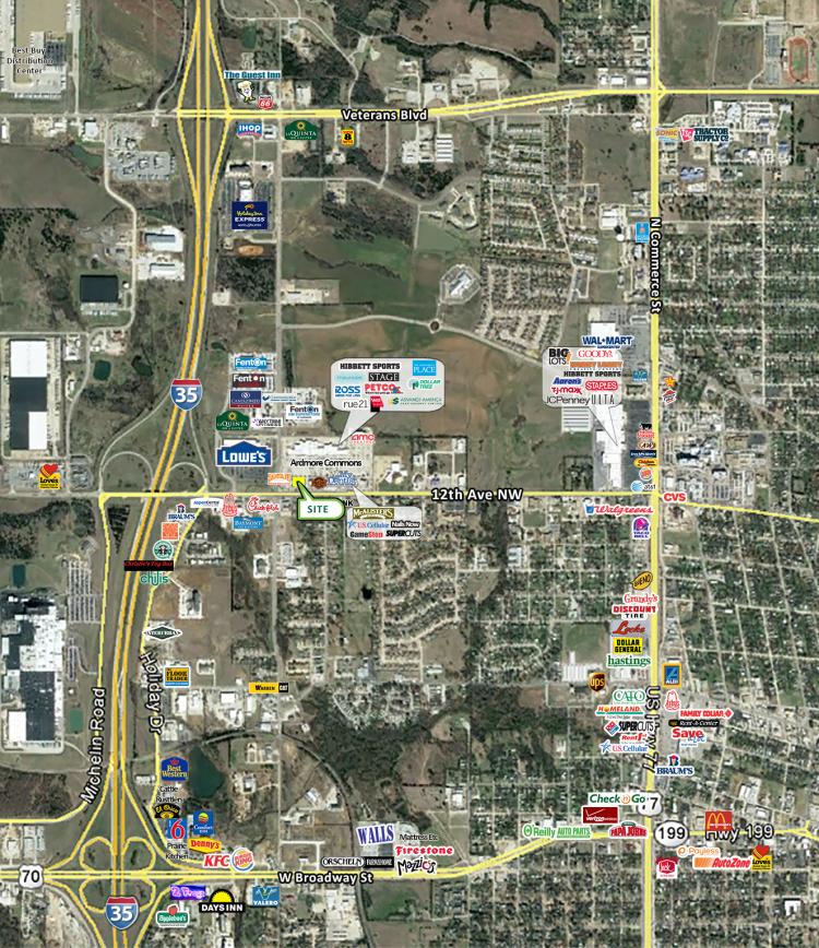 retail space for lease Ardmore, Ok retailers aerials