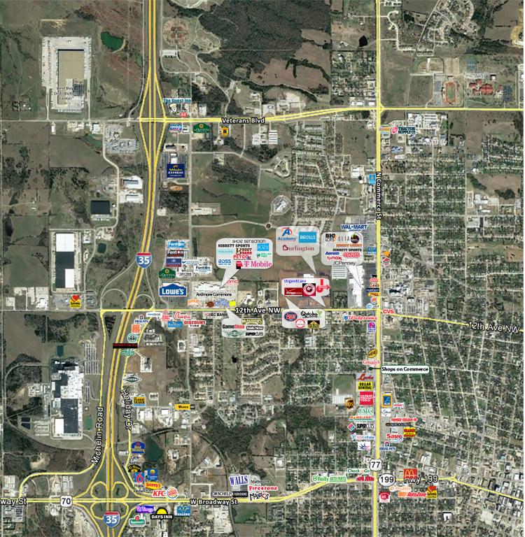 retail space for lease Ardmore, OK retailer aerial