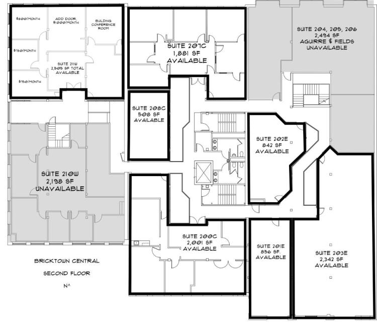 Bricktown Central office space for lease in Oklahoma City, OK  2nd floor-floor plan