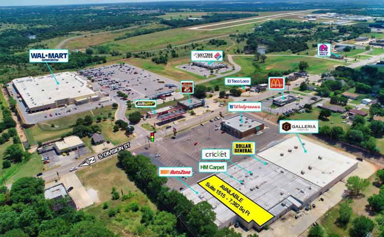Guthrie Plaza retail space for lease Guthrie, OK aerial