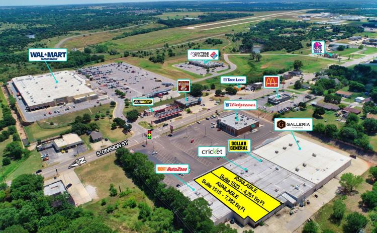 Guthrie Plaza retail space for lease Guthrie, OK aerial