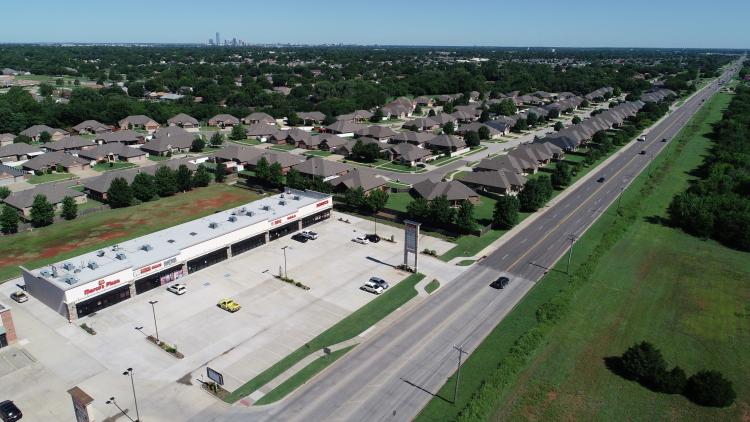 retail strip center space for lease south east Oklahoma City, OK aerial