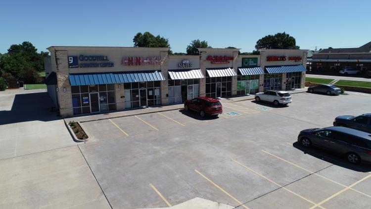 Legacy Center retail space for lease Midwest City, Ok drone photo