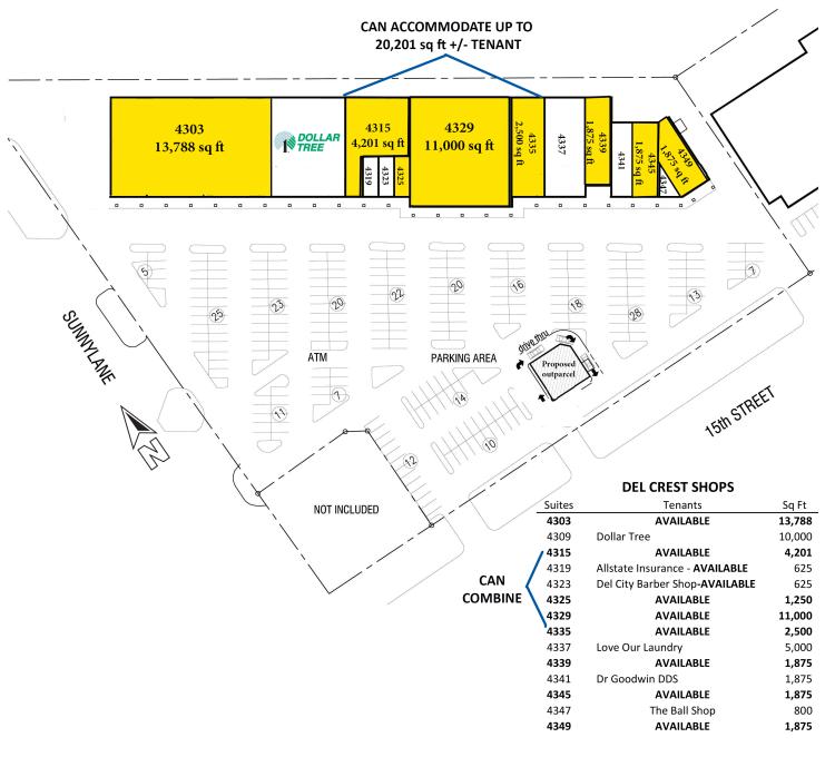 Del Crest Shops retail space for lease Del City, Ok site plan