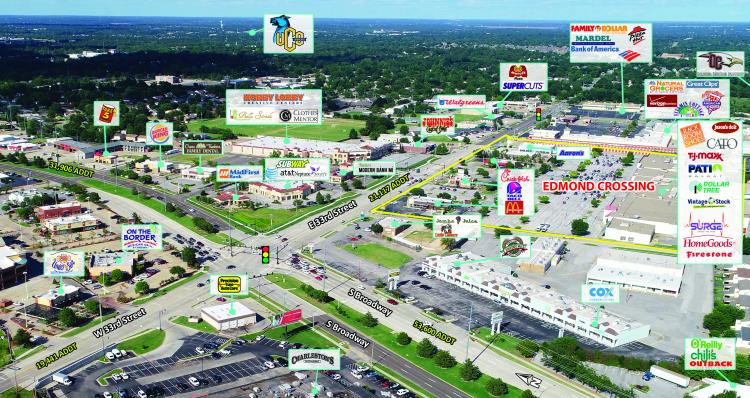 Edmond Crossing retail space for lease Edmond, OK retailer aerial 