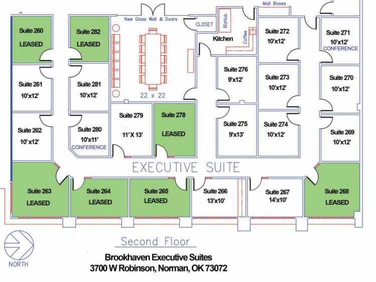 Brookhaven Village executive office space for lease in Norman, OK floor plan