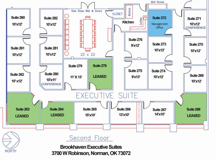 Brookhaven Village executive office space for lease in Norman, OK floor plan