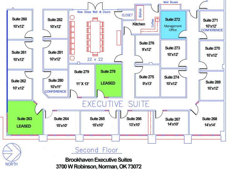 Brookhaven Village executive office space for lease in Norman, OK floor plan