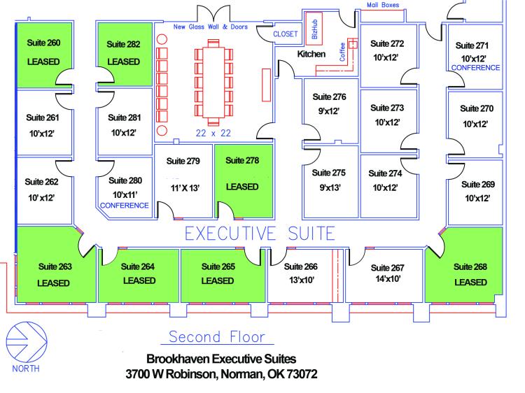 Brookhaven Village executive office space for lease in Norman, OK floor plan