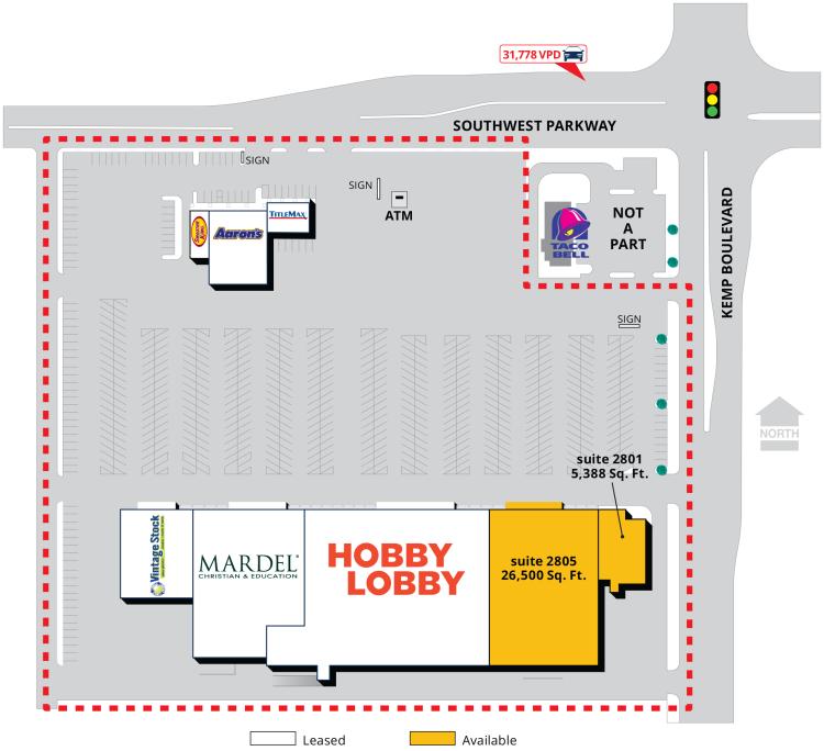 Hobby Lobby Plaza, Wichita Falls, Tx retail space for lease site plan