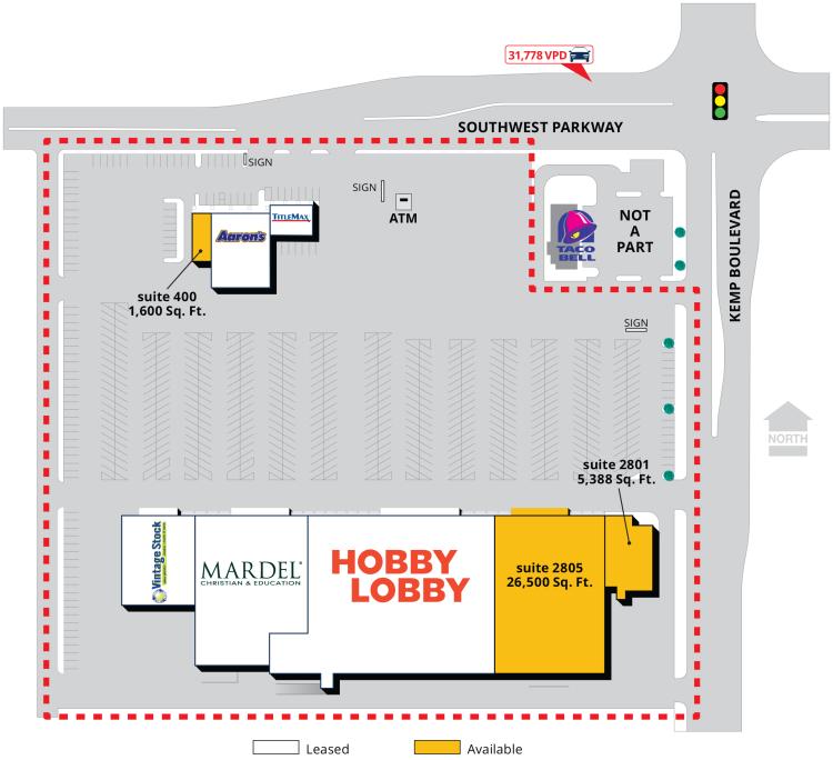 Hobby Lobby Plaza, Wichita Falls, Tx retail space for lease site plan