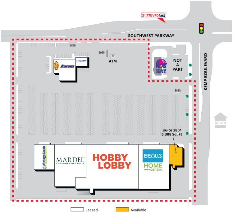Hobby Lobby Plaza, Wichita Falls, Tx retail space for lease site plan