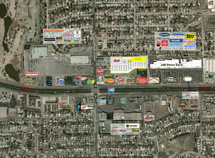 aerial for retail space for lease in south Oklahoma City, Ok
