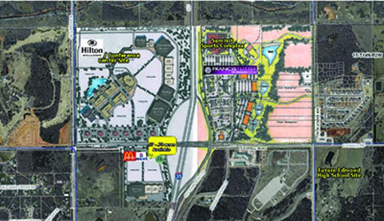 Shoppes at East Covell - Ground Lease or Build to Suit retail space Edmond, OK aerial