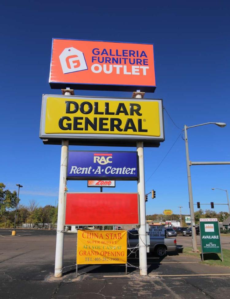 Guthrie Plaza retail space for lease Guthrie, OK pylon signage