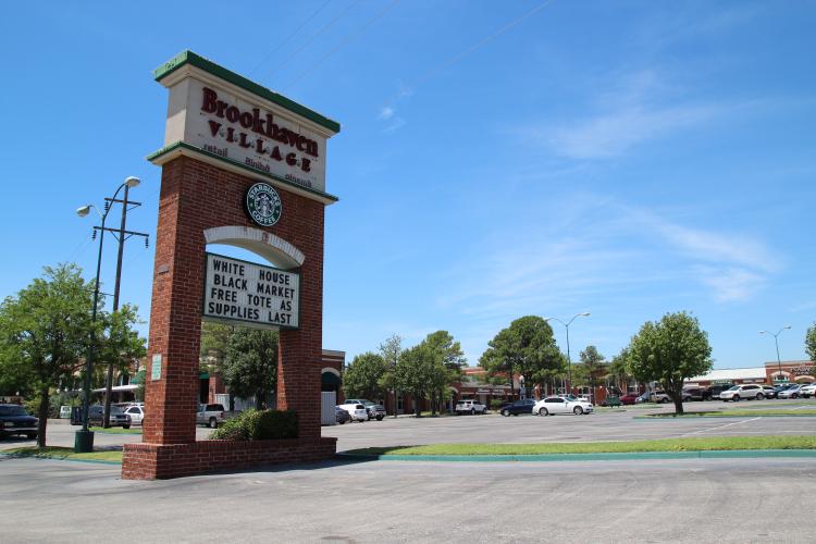 Brookhaven Village retail space for lease in Norman, OK pylon photo
