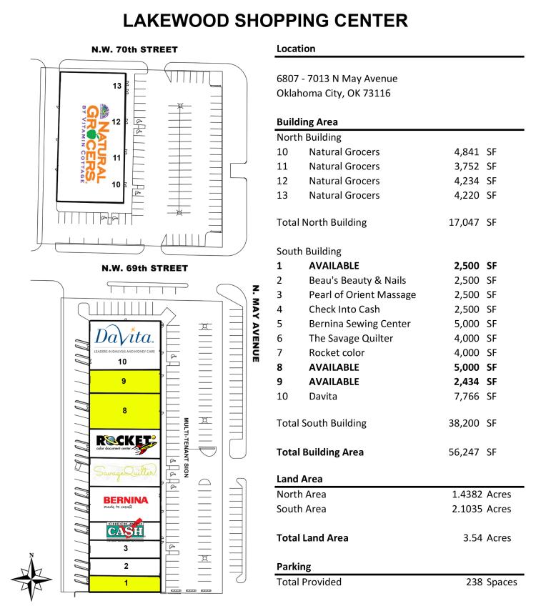 retail space for lease on N May Ave, Oklahoma city, OK site plan