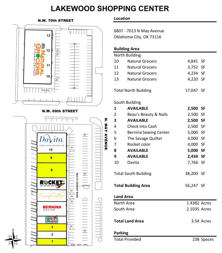 retail space for lease on N May Ave, Oklahoma City, OK site plan