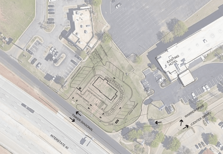 retail ground lease in Midwest City, OK site plan on aerial