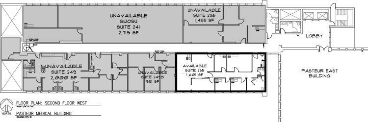 Pasteur Building 1111 N Lee, Oklahoma City office space for lease floor plan 2nd floor west