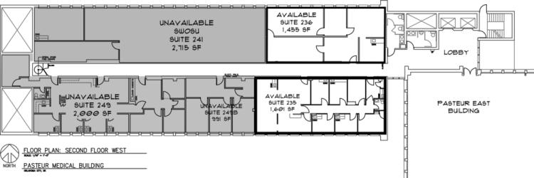 Pasteur Building 1111 N Lee, Oklahoma City office space for lease floor plan 2nd floor west