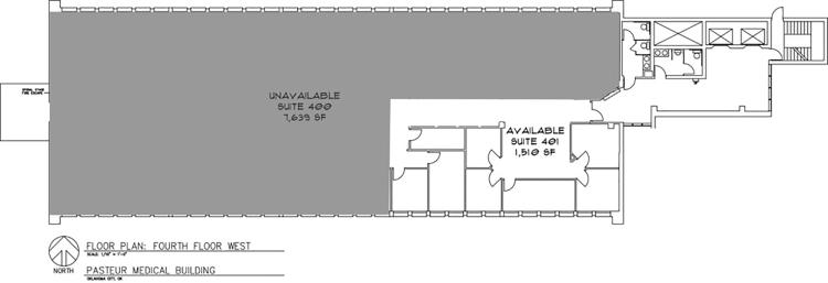 Pasteur Building 1111 N Lee, Oklahoma City office space for lease floor plan 4th floor west