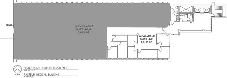 Pasteur Building 1111 N Lee, Oklahoma City office space for lease floor plan 4th floor west