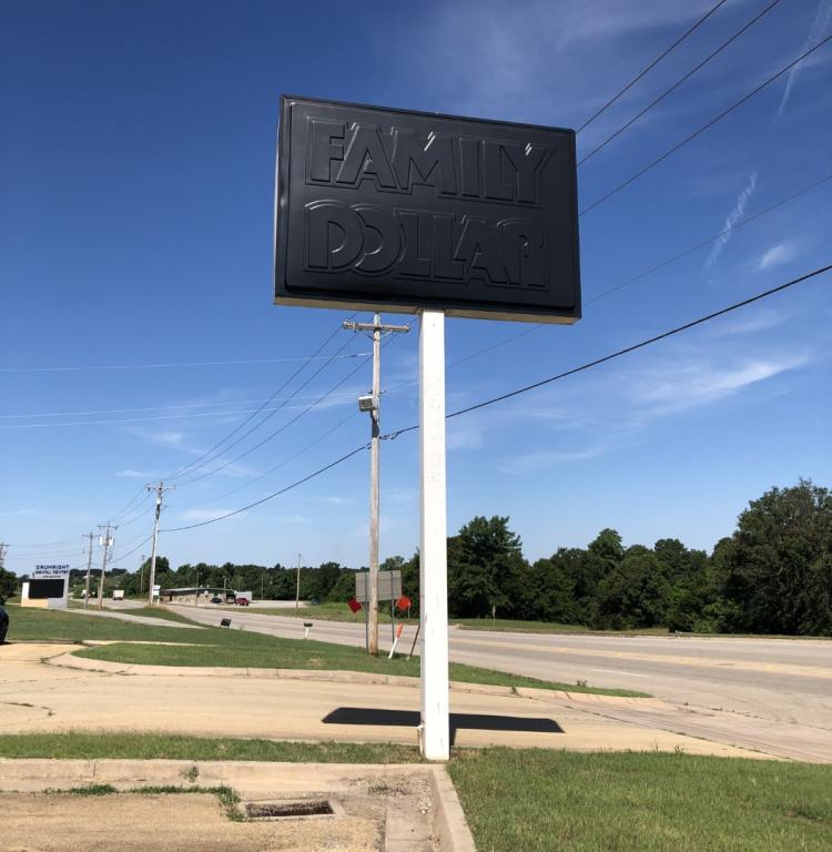 Sublease retail building in Drumright, Oklahoma exterior photo of pylon