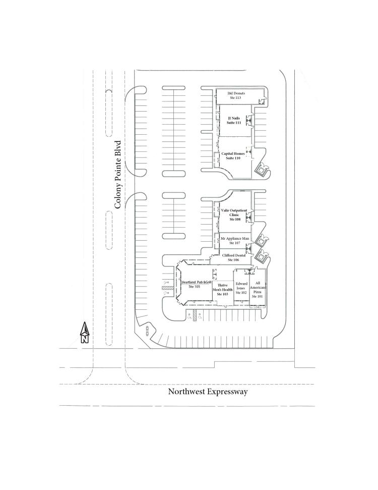 Colony Pointe Plaza retail space for lease in Piedmont (OKC Metro) site plan