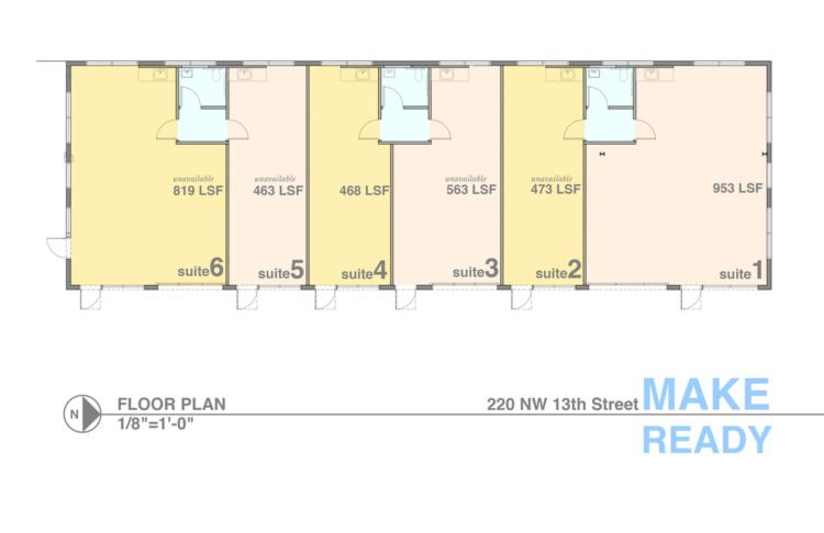 office-retail for lease in Midtown, Oklahoma City, Ok site plan - Suites 1-6