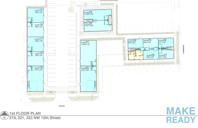 office-retail for lease in Midtown, Oklahoma City, Ok site plan - Suites 15-28